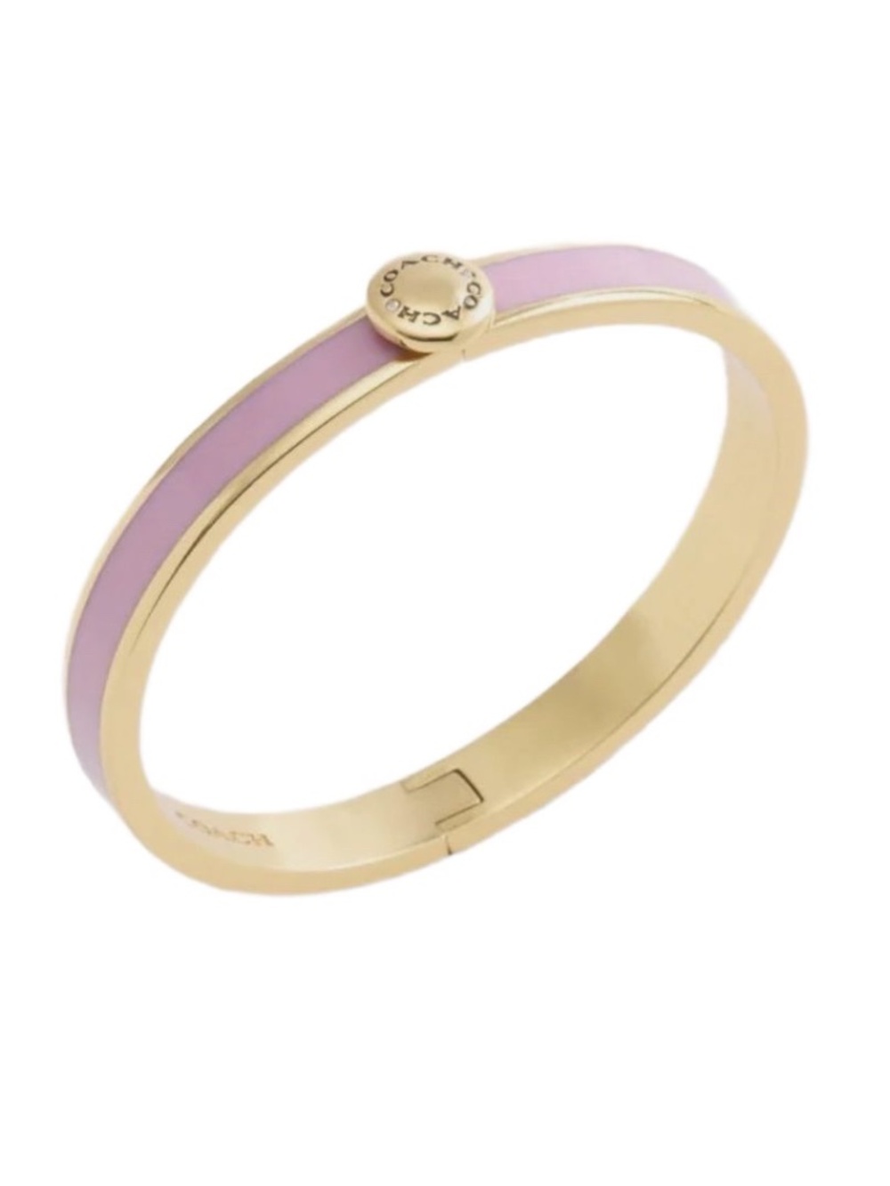 NEW Coach Rivet Enamel Hinged Bangle, Gold/Pink, #CBW71 - Picture 1 of 4